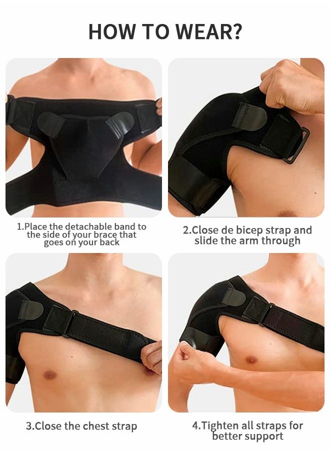 GROIC - Shoulder Brace, Shoulder Support and Compression Sleeve for Torn Rotator Cuff, Dislocated Shoulder, Pain Relief, Adjustable Fits Shoulder Brace Immobilizer Strap with Ice Pack Pocket - Image 1
