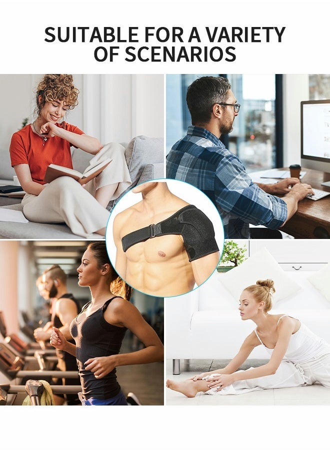 GROIC - Shoulder Brace, Shoulder Support and Compression Sleeve for Torn Rotator Cuff, Dislocated Shoulder, Pain Relief, Adjustable Fits Shoulder Brace Immobilizer Strap with Ice Pack Pocket - Image 1