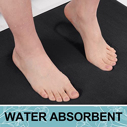 Smiry Memory Foam Toilet Rugs U-Shaped 24x20, Extra Soft Absorbent Non-Slip Contour Bathroom Rugs, Machine Washable Bath Mats for Toilet, Black - Image 5