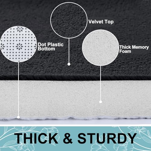 Smiry Memory Foam Toilet Rugs U-Shaped 24x20, Extra Soft Absorbent Non-Slip Contour Bathroom Rugs, Machine Washable Bath Mats for Toilet, Black - Image 3