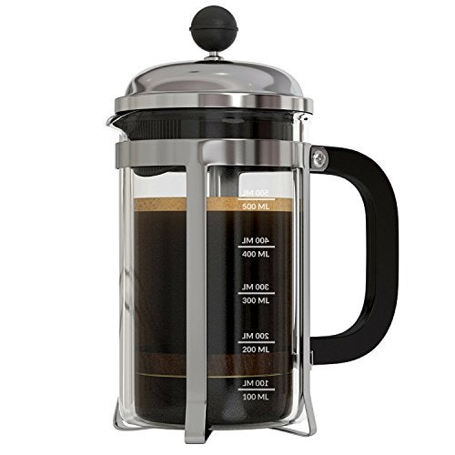 InstaCuppa French Press Coffee Maker with 4 Part Superior Filtration 600 ML, Stainless Steel - Image 1