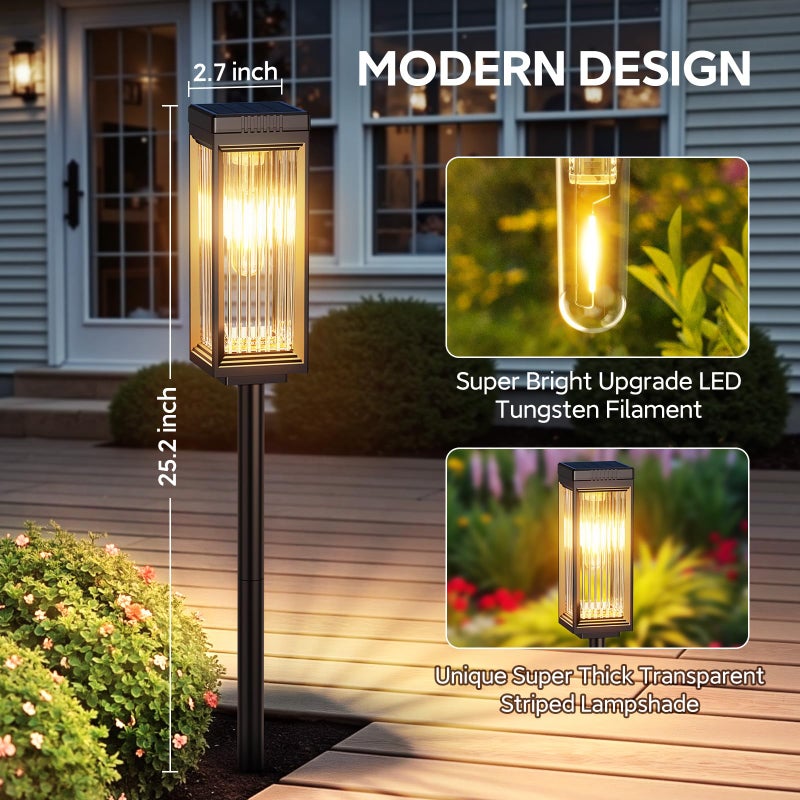 ELECLINK Solar Pathway Lights Outdoor, 8 Pack Upgraded Solar Lights Outdoor Waterproof, Bright Up to 15 Hrs Auto On/Off Garden Light for Yard Patio Lawn Path Walkway Driveway Outside Decor - Image 2