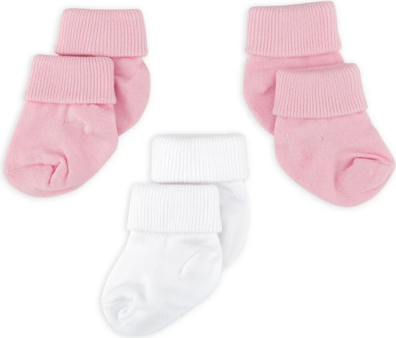 Novibaby 3-Piece Bamboo Newborn Baby Socks I Pinky I 0-6 Months
