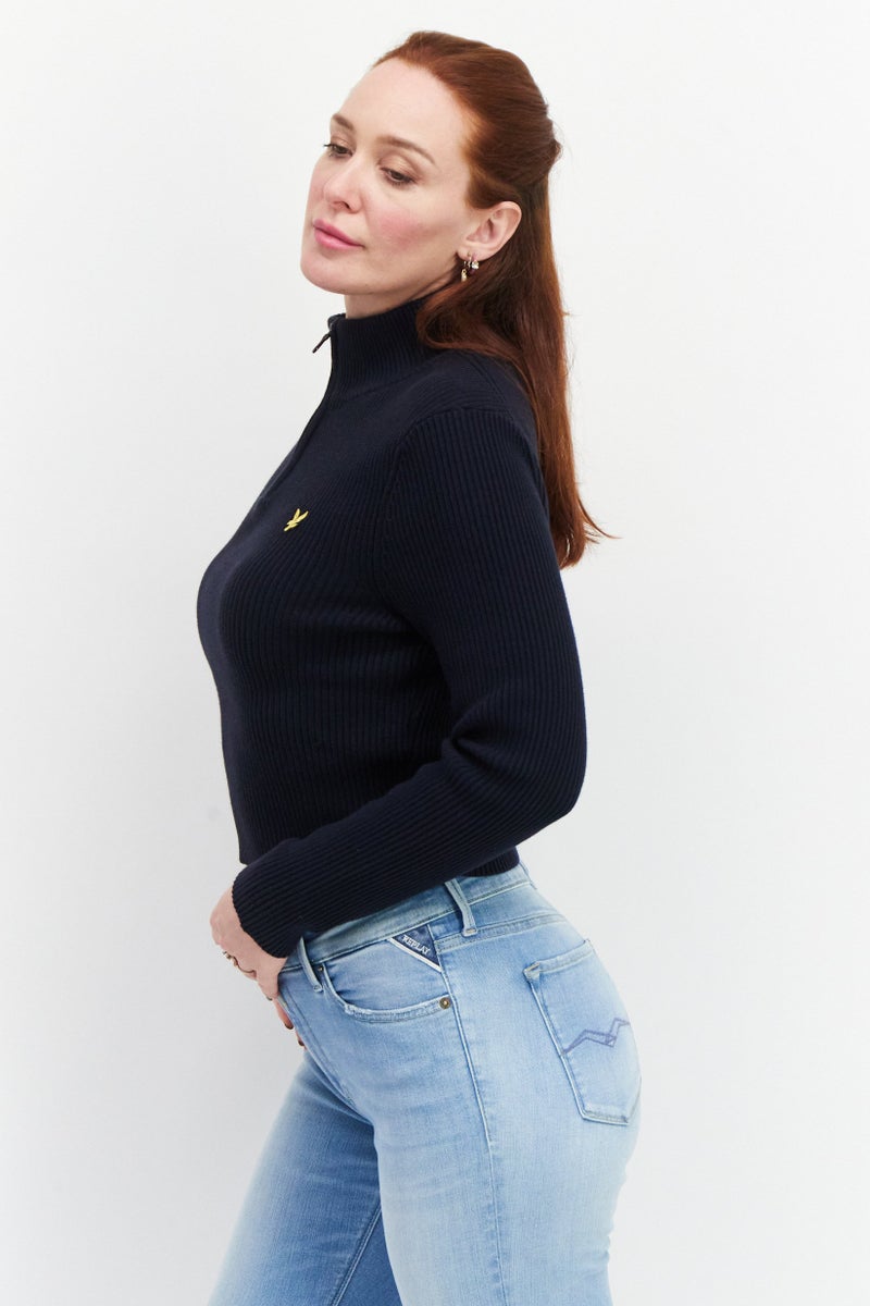 Lyle & Scott Women High Neck Long Sleeve Knitted Sweater, Dark Navy - Image 2