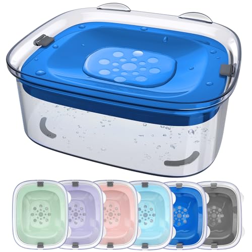 AONKEY 3L Dog Water Bowl No Spill 101oz Large Spill Proof Dog Bowl Reduce Refill Anti Splash No Mess Dispenser Dripless Slow Drinking Water Bowl for Sloppy Messy Drinkers Navy Blue - Image 1
