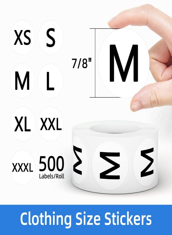 Printholic 3500 PCS Clothing Size Stickers Labels 7/8" Round Self Adhesive Size Stickers for Clothing T Shirts Retail, 7 Sizes (XS, S, M, L, XL, XXL, XXXL) - Image 2