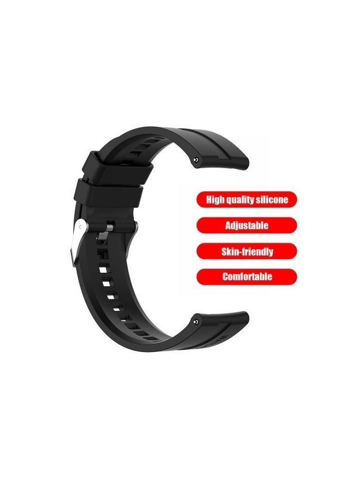 Soft Silicone Wriest Rubber Band Watch Strap Compatible with 22 mm Strap for Compatible with Xiaomi Redmi Watch 5 Active/Redmi Watch 5 Lite, 22mm For - Smart Watch - - (Only Strap) black - Image 1