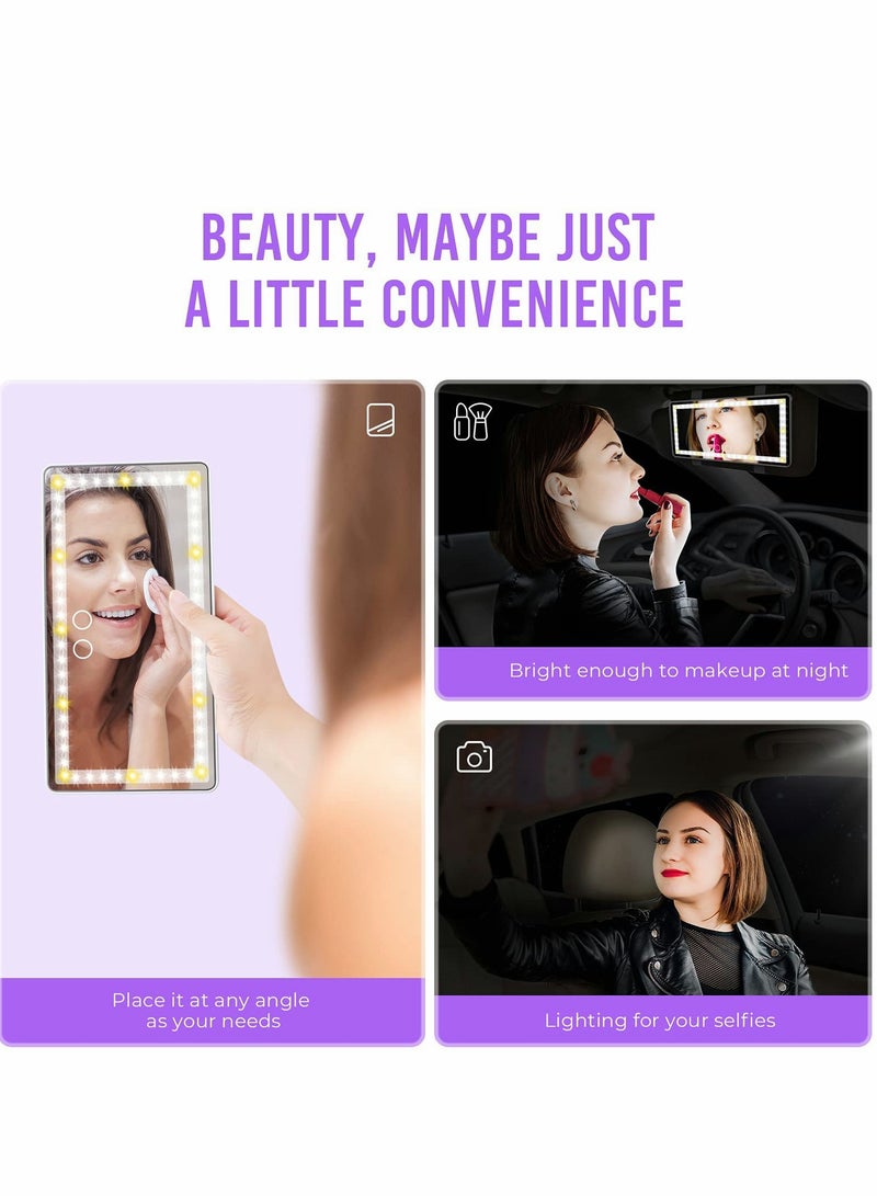 Excefore Car Sun Visor Vanity Mirror, Rechargeable Makeup Mirrors with 3 Light Modes & 60 LED - Image 3