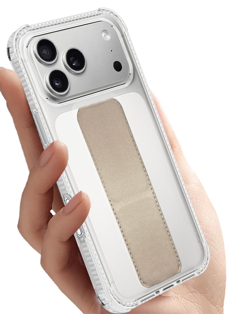 CATANES 2 Packs Finger Grip Clear Case Cover for iPhone 17 Pro Max - Kickstand Car Magnetic Holder Multi-function Protective Two-in-one Case with Privacy Screen Protector - Golden - Image 4