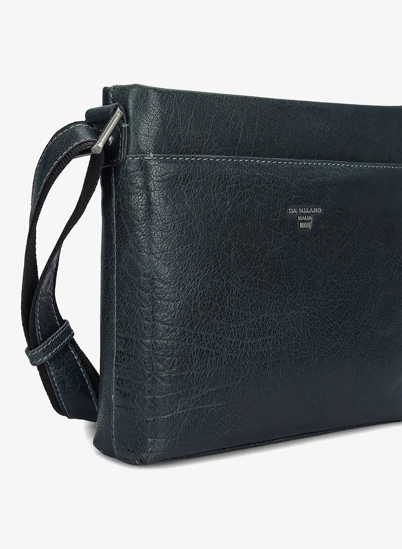 Da Milano Navy Da Milano Men's Genuine Leather Crossbody Handbag with Zip Closure - Navy (SB-0064) for Men | Best Price UAE