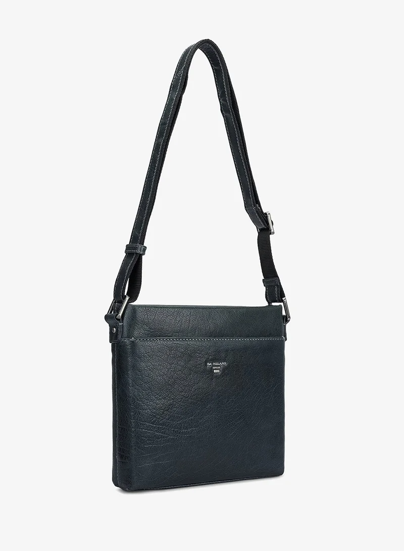 Da Milano Navy Da Milano Men's Genuine Leather Crossbody Handbag with Zip Closure - Navy (SB-0064) for Men | Best Price UAE