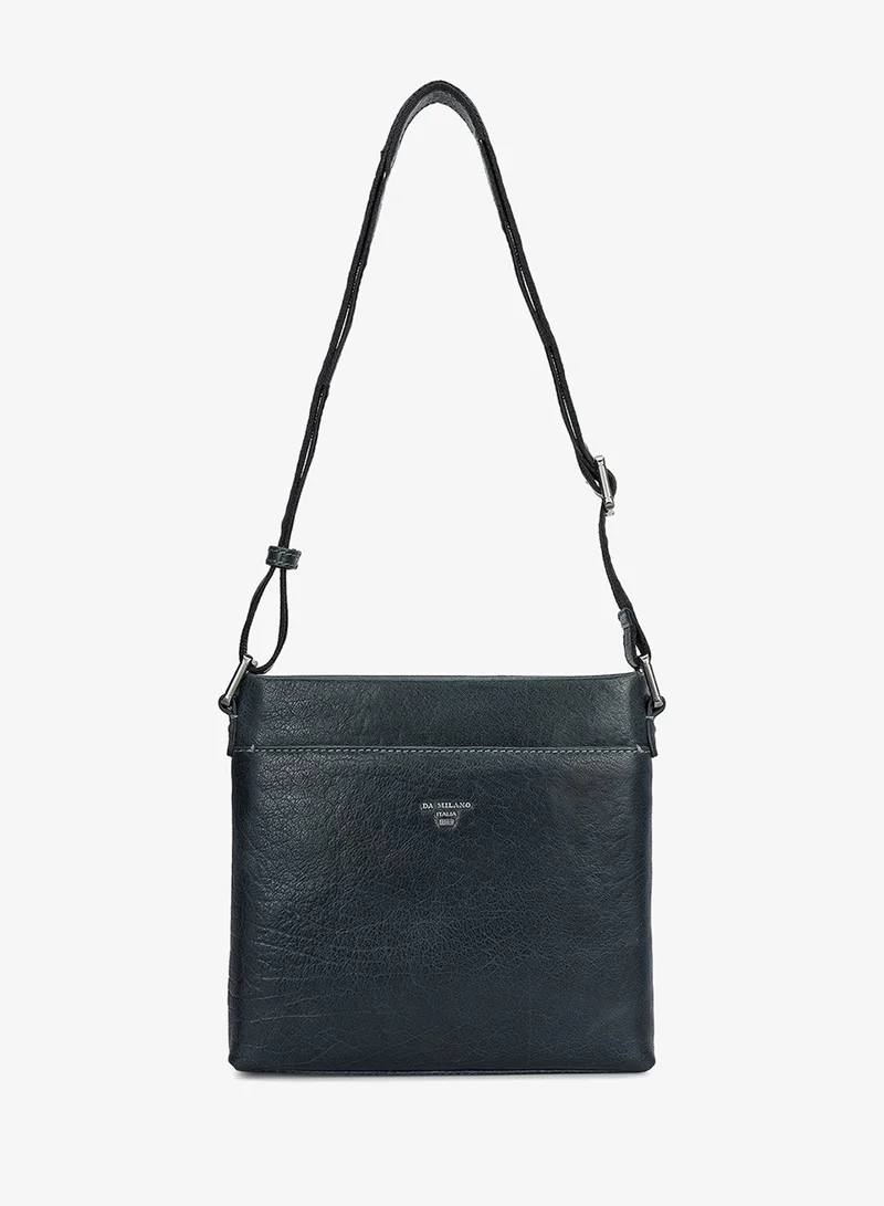 Da Milano Navy Da Milano Men's Genuine Leather Crossbody Handbag with Zip Closure - Navy (SB-0064) for Men | Best Price UAE