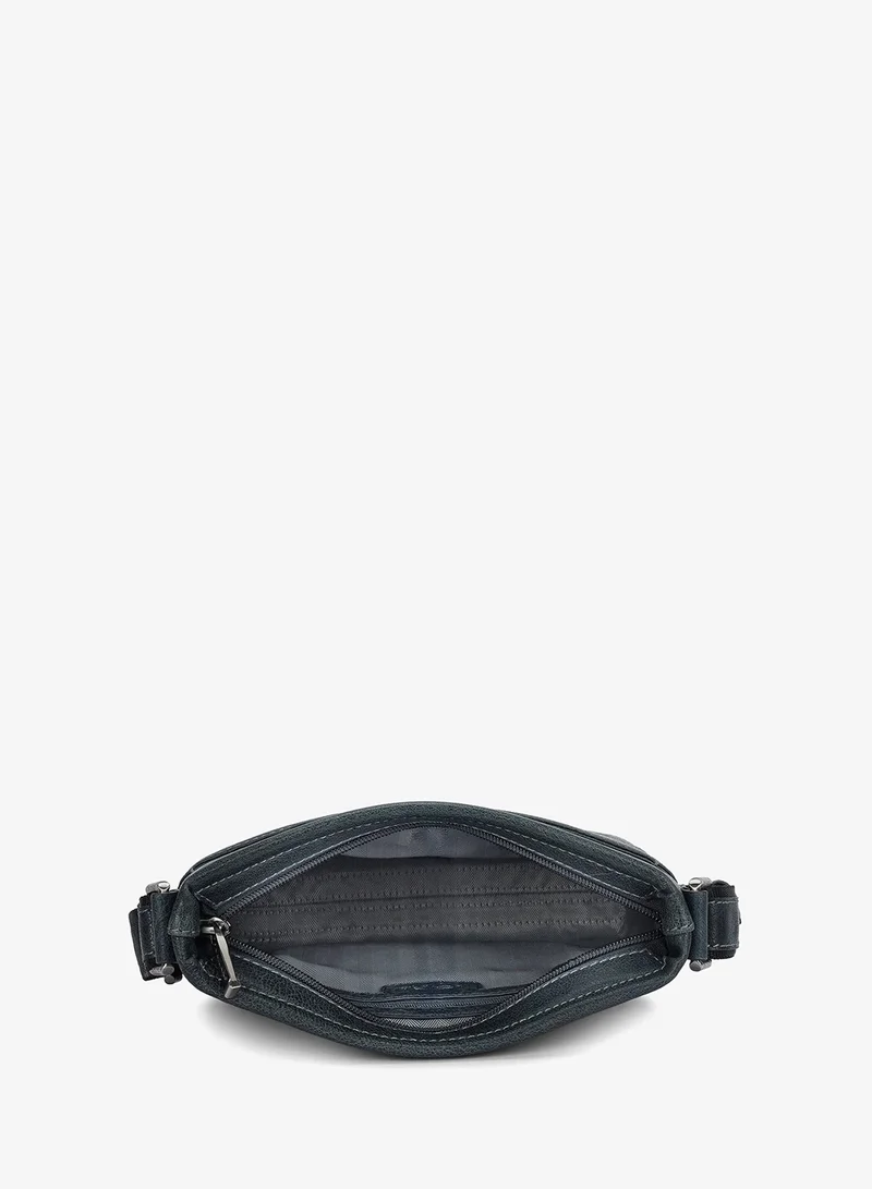 Da Milano Navy Da Milano Men's Genuine Leather Crossbody Handbag with Zip Closure - Navy (SB-0064) for Men | Best Price UAE
