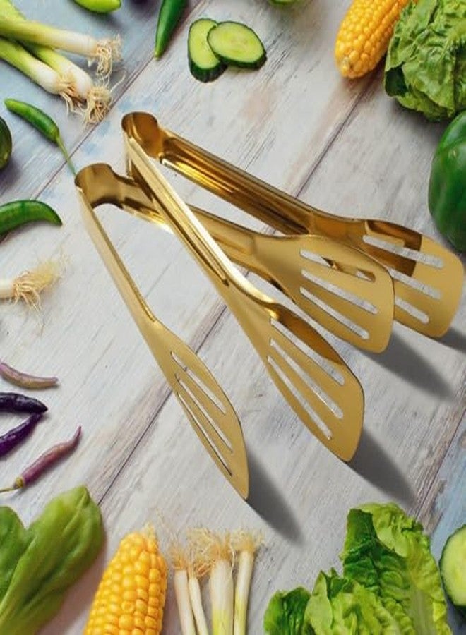 Hitefu 6 Packs Serving Tongs, Stainless Steel Buffet Tongs, Small Kitchen Utensils for Cooking, Salad & Barbecue (Gold) - Image 5