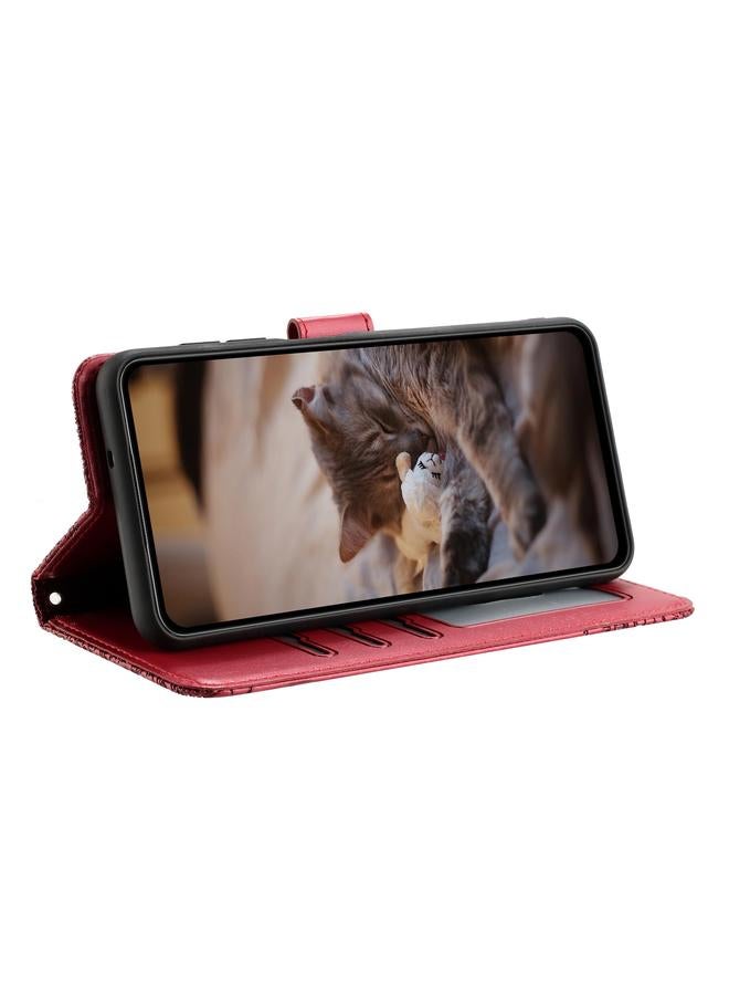 اس-توب جراب لهاتف Samsung Galaxy A51 مصنوع من الجلد بنقشة قطة مع حبل تعليق - Image 4