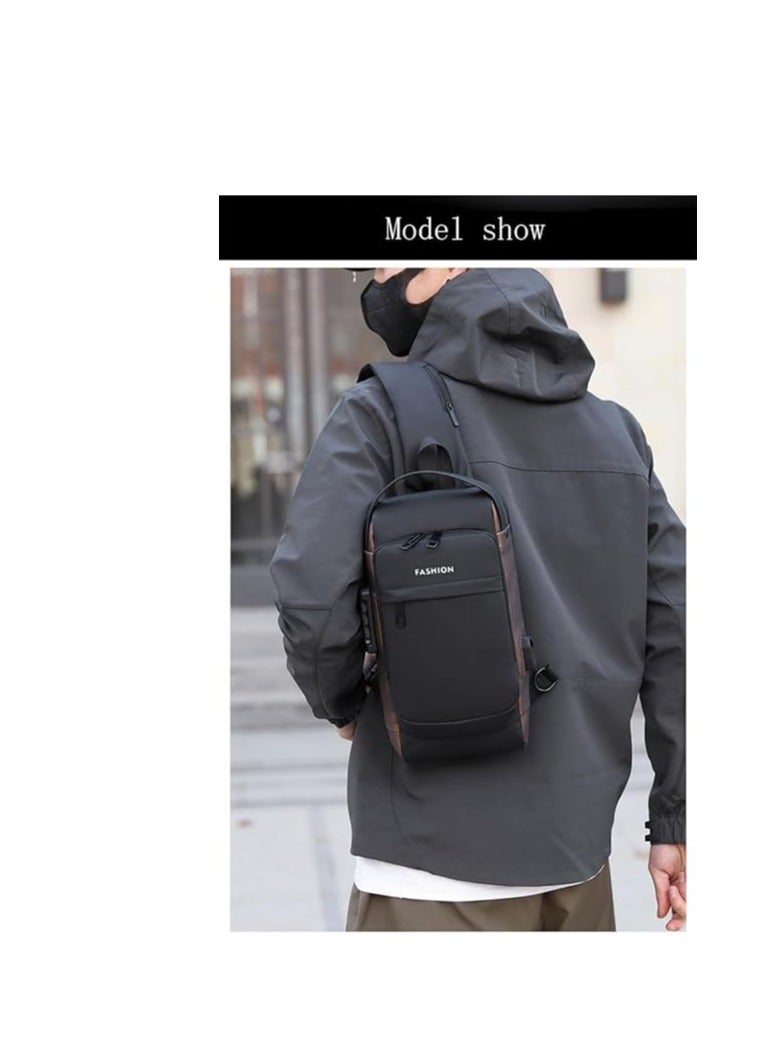 FASHION Shoulder bag, crossbody bag for men, waterproof and anti-theft, with USB charging, - Image 4