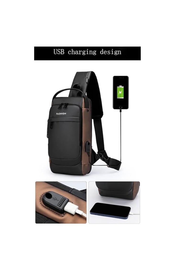 FASHION Shoulder bag, crossbody bag for men, waterproof and anti-theft, with USB charging, - Image 5