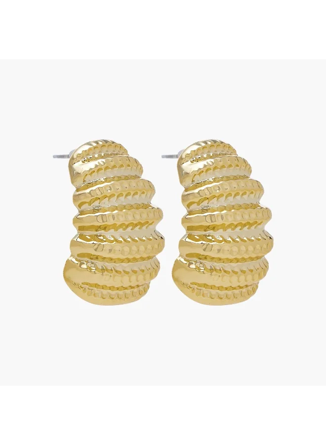 لايف ستايل Pack of 3 Gold Tone Assorted Hoop Earrings with Pushback Closure