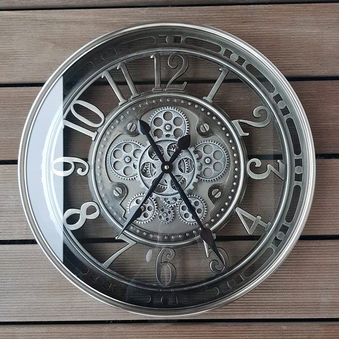 21 INCH MOVING GEAR WALL CLOCK MODERN LARGE VINTAGE INDUSTRIAL STEAMPUNK WALL CLOCKS FOR LIVING ROOM DECORGUNMETAL ARABIC NUMERAL