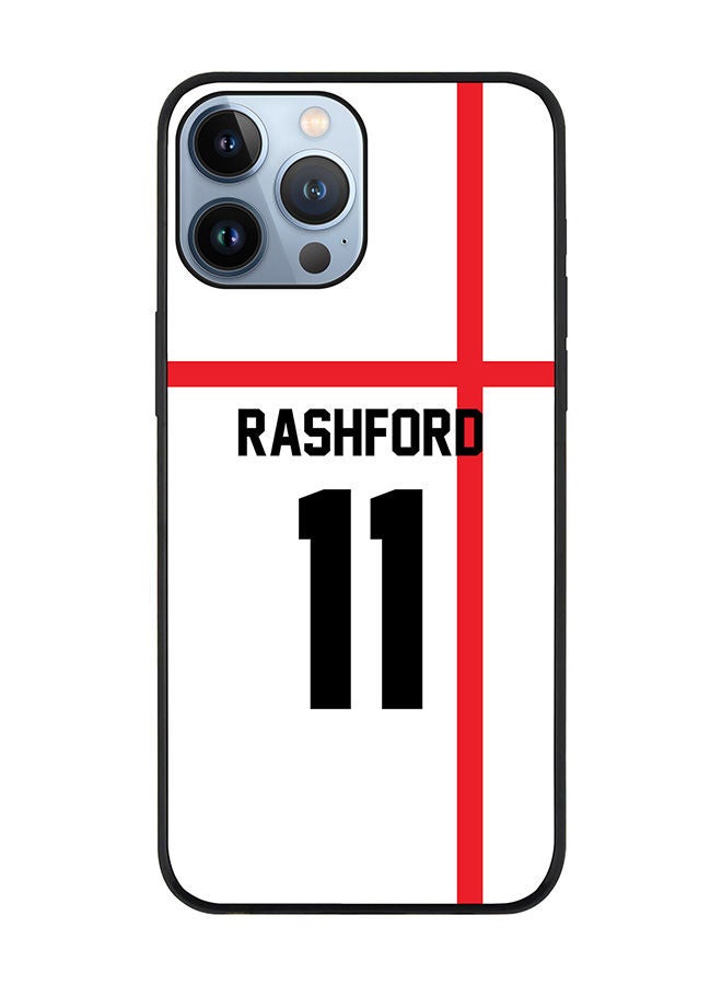 Stylizedd Rugged Black edge case for Apple iPhone 13 Pro Max Slim fit Soft Case Flexible Rubber Edges Anti Drop TPU Gel Thin Cover - Football Team - England Player Name - Rashford - Image 1