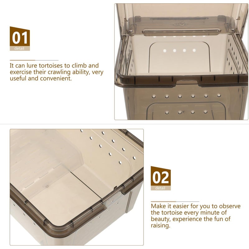 Black Plastic Turtle Breeding Tank With Basking Platform For Reptile Habitat - Image 4