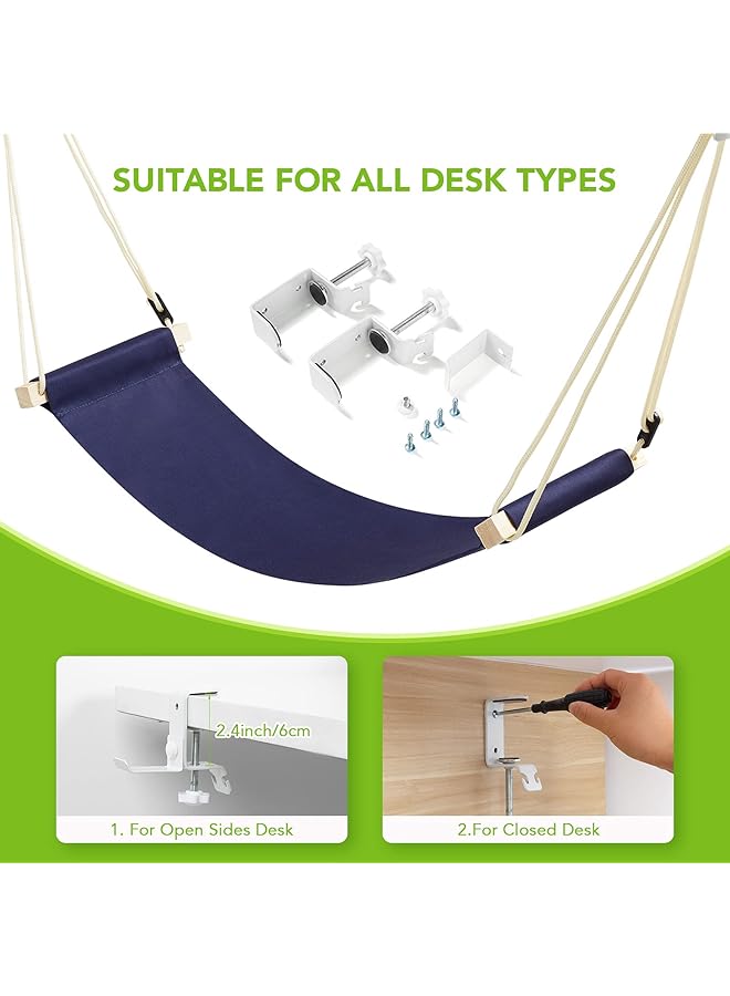 erorex Foot Hammock Under Desk Footrest Adjustable Office Foot Rest Under Desk Hammock Portable Desk Feet Hammock With Headphones Holder Black - Image 3