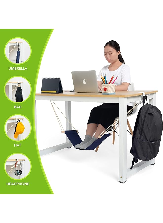 erorex Foot Hammock Under Desk Footrest Adjustable Office Foot Rest Under Desk Hammock Portable Desk Feet Hammock With Headphones Holder Black - Image 5