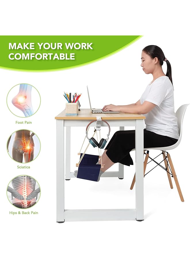 erorex Foot Hammock Under Desk Footrest Adjustable Office Foot Rest Under Desk Hammock Portable Desk Feet Hammock With Headphones Holder Black - Image 4