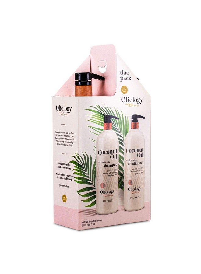 Oliology Nutrient Rich Coconut Oil Shampoo & Conditioner Combo Pack Helps Restore Damaged Hair Provides Intense Shine Moisturizing Made In Usa Cruelty Free & Paraben Free (32Oz) - Image 2