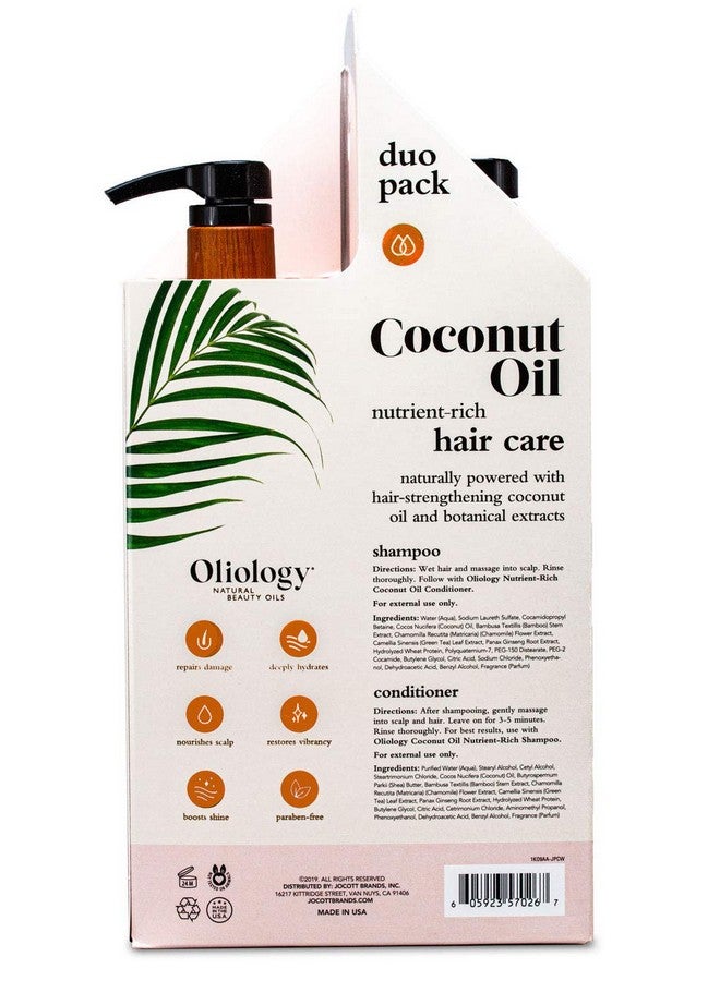 Oliology Nutrient Rich Coconut Oil Shampoo & Conditioner Combo Pack Helps Restore Damaged Hair Provides Intense Shine Moisturizing Made In Usa Cruelty Free & Paraben Free (32Oz) - Image 4