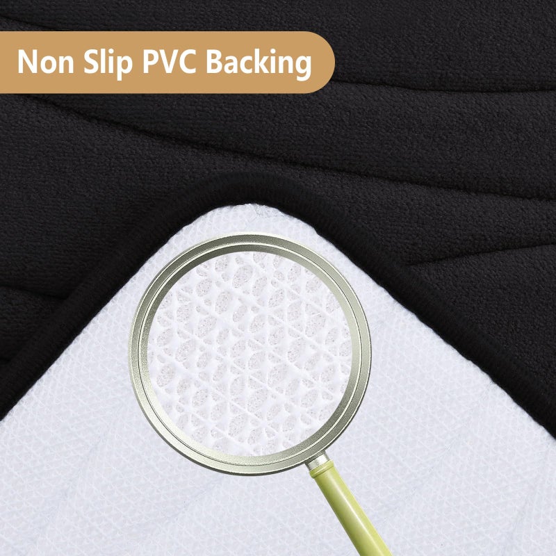 بجند بوجاندا Memory Foam Protch Brugات حصيرة 70x24 إضافية ناعمة وامتصاص الحصير حمامات غير قابلة للانزلاق والآلة سجاد حمام قابلة للغسل لحوض الحمام الأرضية ودش أسود - Image 2