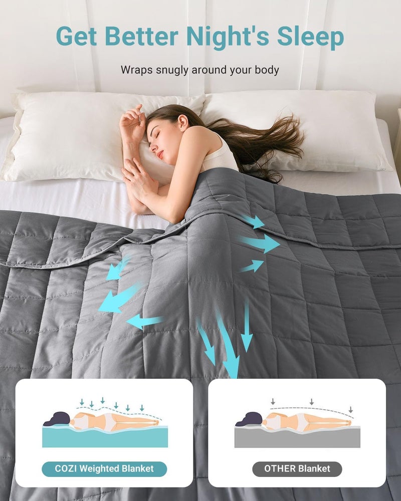 Cozi Weighted Blanket for Adults Queen Size (6.8KG, 150cm x 203cm, Grey) Perfect for 55-70KG, Cooling Heavy Soft Thick Blanket with Premium Glass Beads for Sleeping-All-Season Fall Winter - Image 4