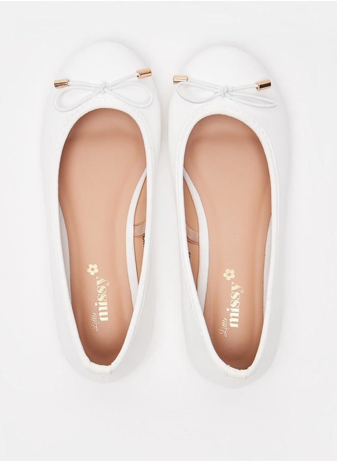 MISSY Girls Solid Slip-On Round Toe Ballerina Shoes with Bow Accent with Cushioning  - Image 5