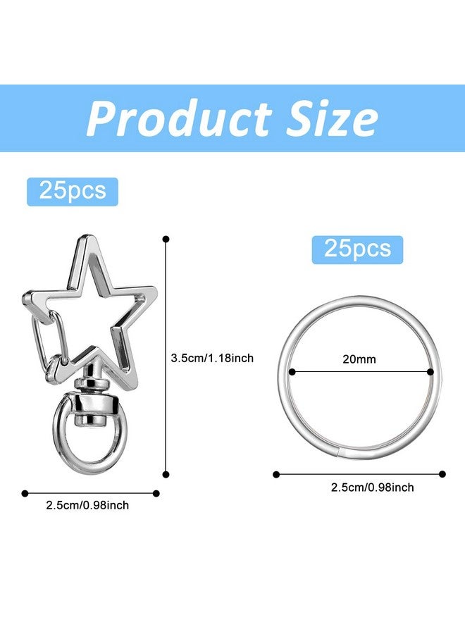 PALAY® 50Pcs Star Key Rings, Metal Loops Rings Open Jump Ring Connector Key Rings for Jewelry Findings, Making Spring Rings, Art and Craft, DIY, Making Handbag Keychain - Image 2