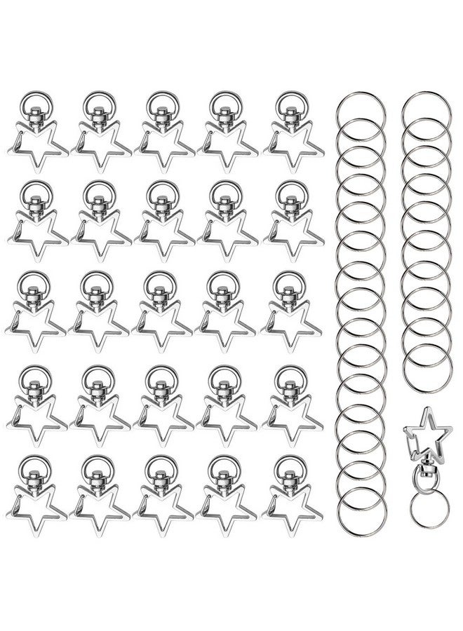 PALAY® 50Pcs Star Key Rings, Metal Loops Rings Open Jump Ring Connector Key Rings for Jewelry Findings, Making Spring Rings, Art and Craft, DIY, Making Handbag Keychain - Image 1