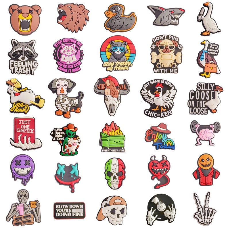 YMHOETS 30pcs Funny Shoe Charms for Men Women Horror Clogs Charms Accessories for Girls Boys Shoe Decoration Party Favor - Image 1
