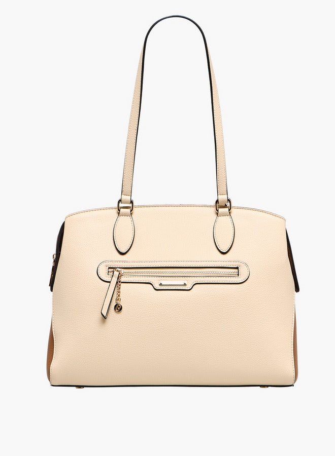 Celeste Solid Tote Bag with Zip Closure - Image 1