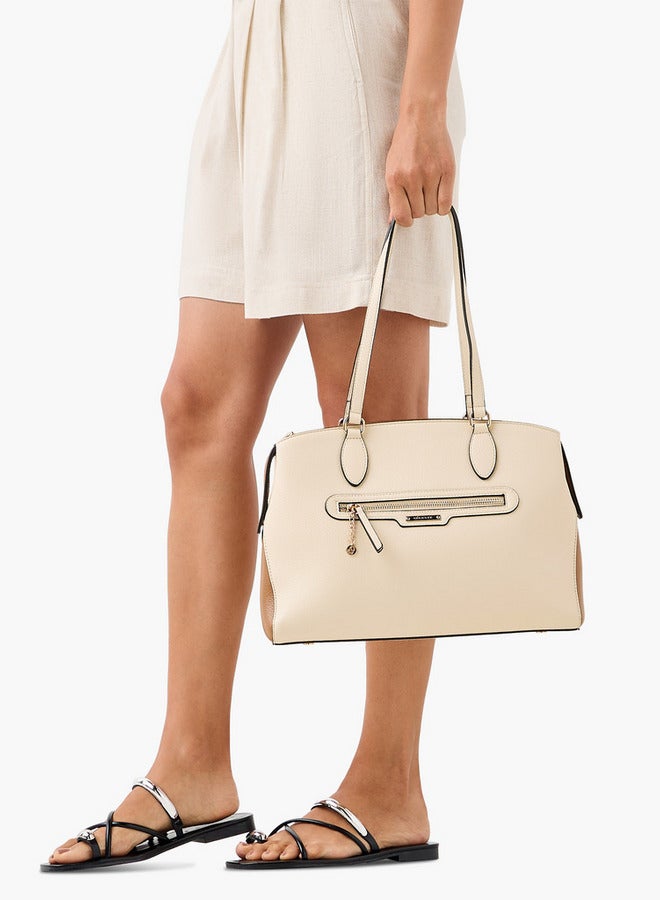 Celeste Solid Tote Bag with Zip Closure - Image 2