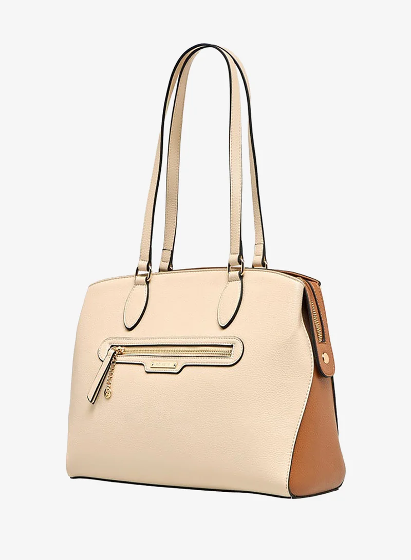 Celeste IVORY Solid Tote Bag with Zip Closure for Women | Best Price UAE