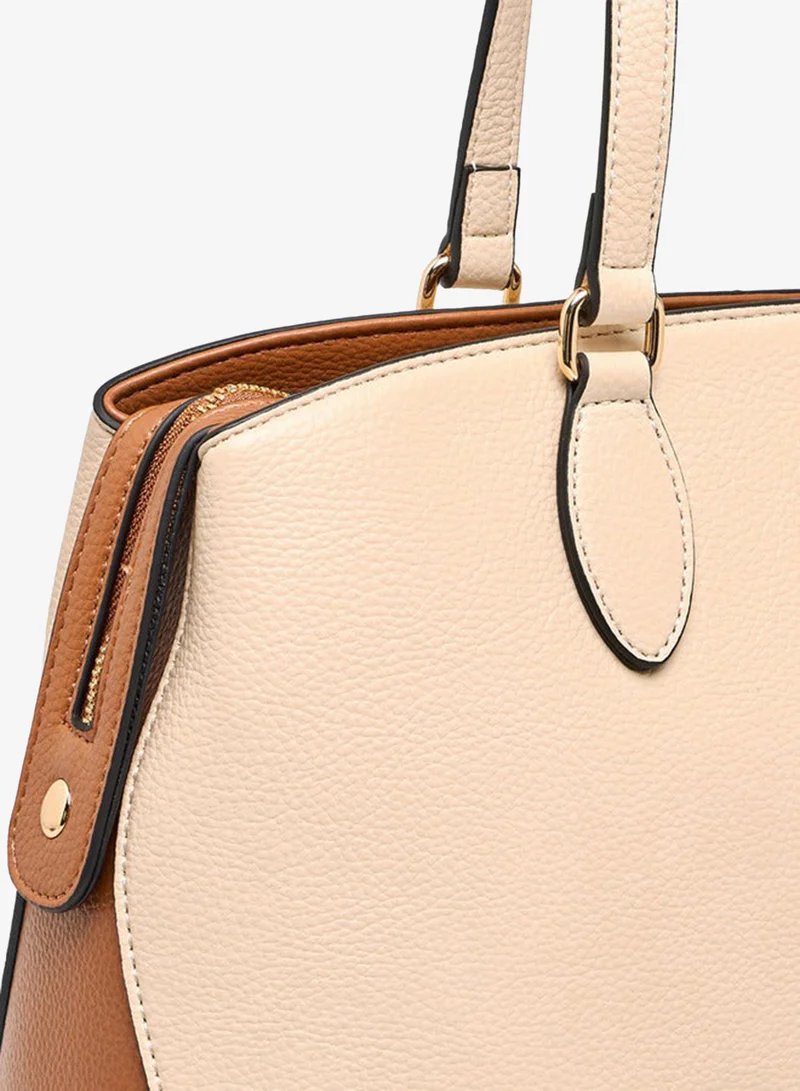 Celeste IVORY Solid Tote Bag with Zip Closure for Women | Best Price UAE