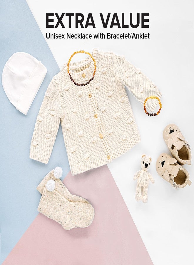 Baltic Proud Amber Necklace and Bracelet Gift Set (Unisex Rainbow Raw 12.5 Inches/5.5 Inches) - Certified Premium Quality Raw Baltic Sea Amber - Image 3