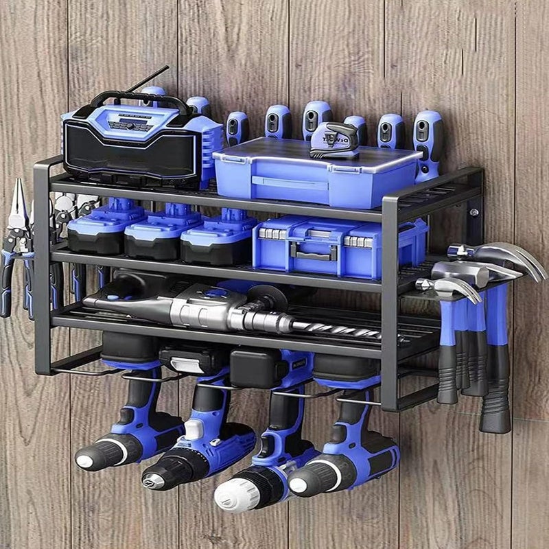 Wall Mounted Electric Tool Rack Space Efficient Garage Workshop Mild Steel 150Lbs Capacity Steel Holder - Image 3