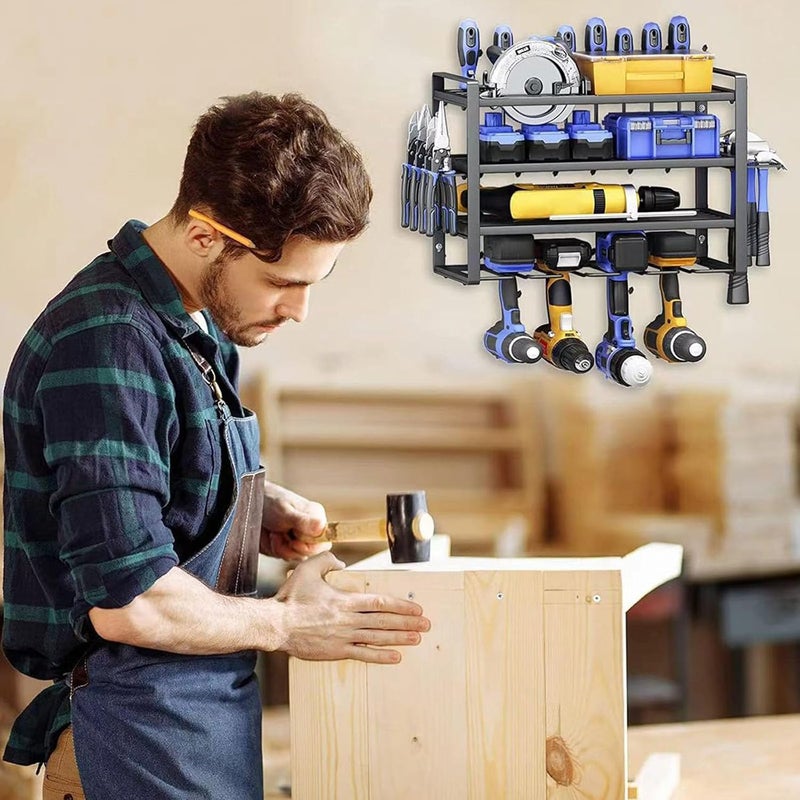 Wall Mounted Electric Tool Rack Space Efficient Garage Workshop Mild Steel 150Lbs Capacity Steel Holder - Image 4