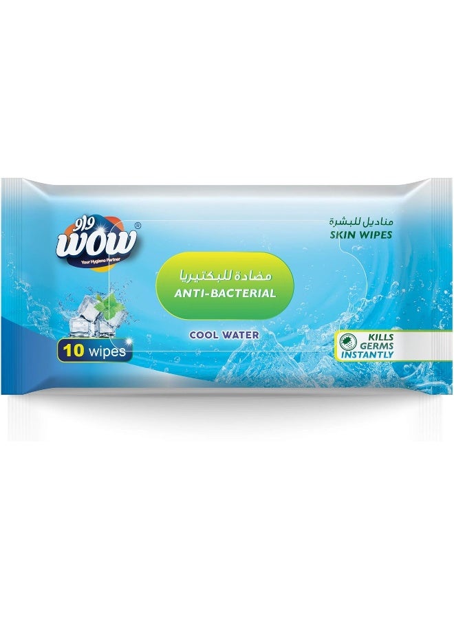 WOW Antibacterial Skin Wipes - Cool Water (10 Wipes) - Image 1