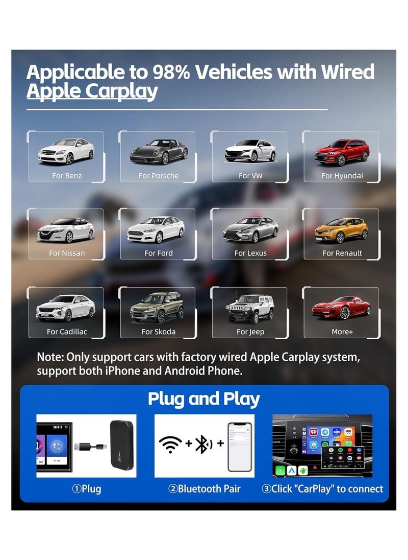 SHEZA STAR Android AI Box, CarPlay 2+32GB Wireless Adapter for YouTube Netflix Google Play Store, 3 in 1 Convert Wired to Wireless Apple CarPlay and Android Auto, Android latest version, HDMI Output  - Image 4