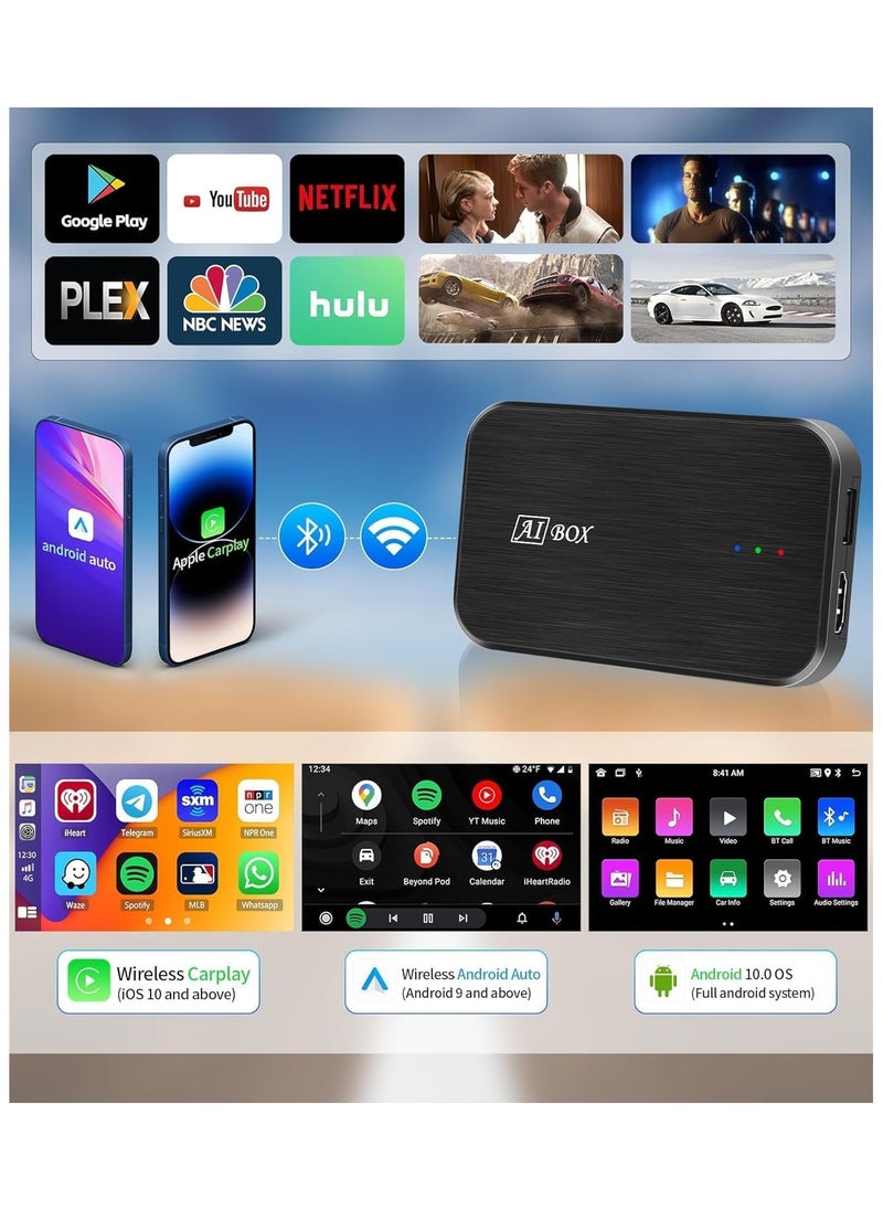 SHEZA STAR Android AI Box, CarPlay 2+32GB Wireless Adapter for YouTube Netflix Google Play Store, 3 in 1 Convert Wired to Wireless Apple CarPlay and Android Auto, Android latest version, HDMI Output  - Image 5