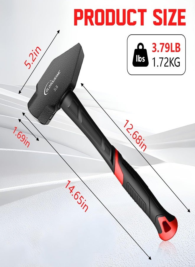 glorousamc Blacksmith Hammer, 3 lb Cross Pein Hammer with Shock Absorbing and Wedge Face - Image 2