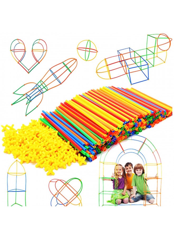 RAINBOW TOYFROG Building Straws And Connectors - Stem Blocks Construction Toys For Boys And Girls - 300 Pieces Straw Building Set - Engineering Connector Blocks For Kids  - Image 1