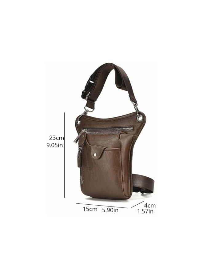 PROMASS Vintage Leather Waist Pack Drop Leg Bag for Men Women Belt Hip Bum Bag Multi-Purpose Motorcycle Bike Outdoor Sports Tactical Cycling Riding Hiking Camping - Image 3