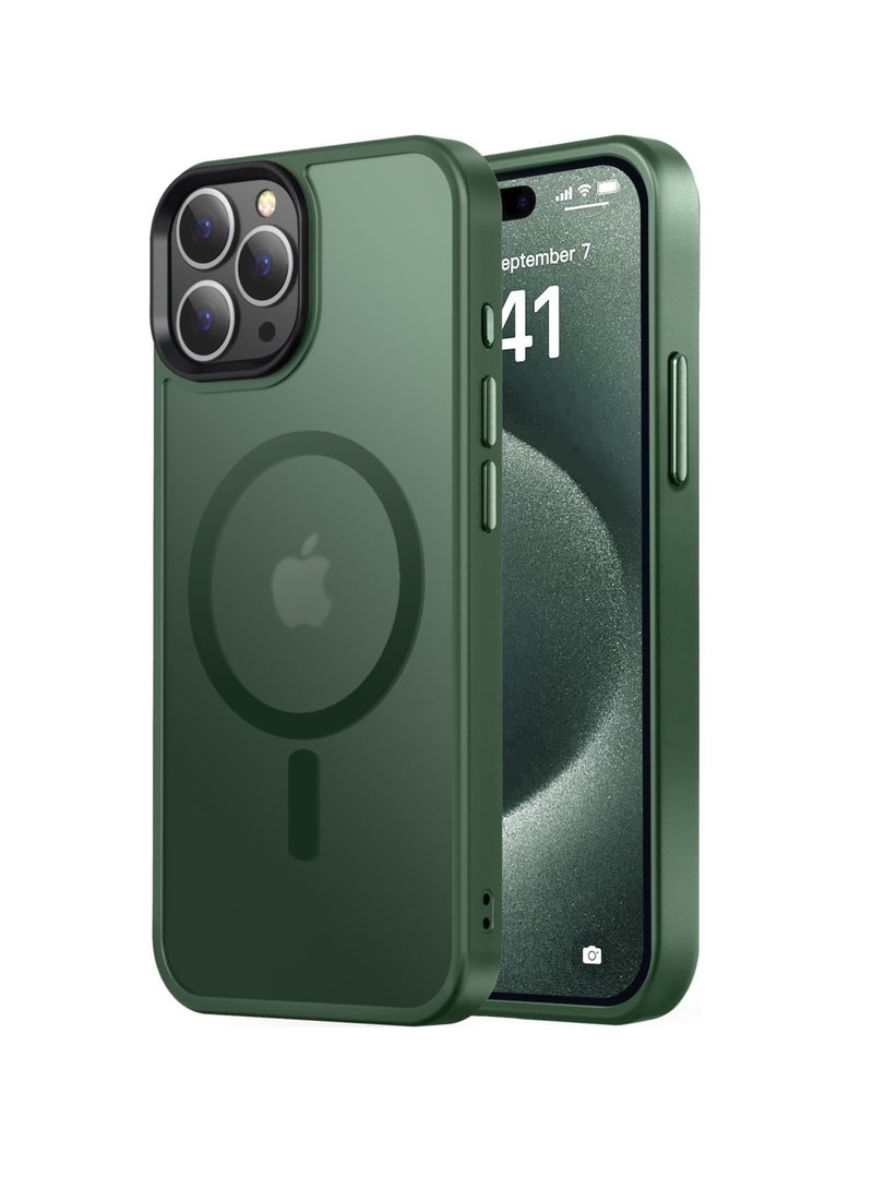 Aookay for iPhone 16 Pro Max Case: [Compatible with MagSafe] [Anti-Fingerprint] [Mil-Grade Drop Protection] [Anti-Scratch] Translucent Matte Slim Thin Shockproof Protective Cover for iPhone 16 Pro Max (Dark Green) - Image 1